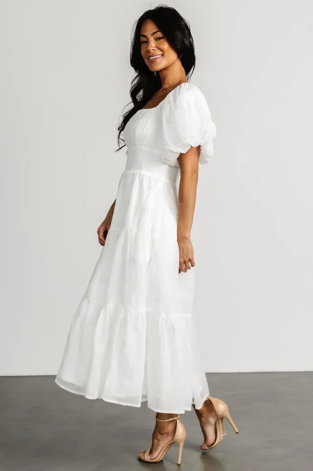 Rina Embroidered Shimmer Dress Off White Women Baltic Born Bridal Rina Embroidered Shimmer Dress Off White Women Baltic Born Bridal