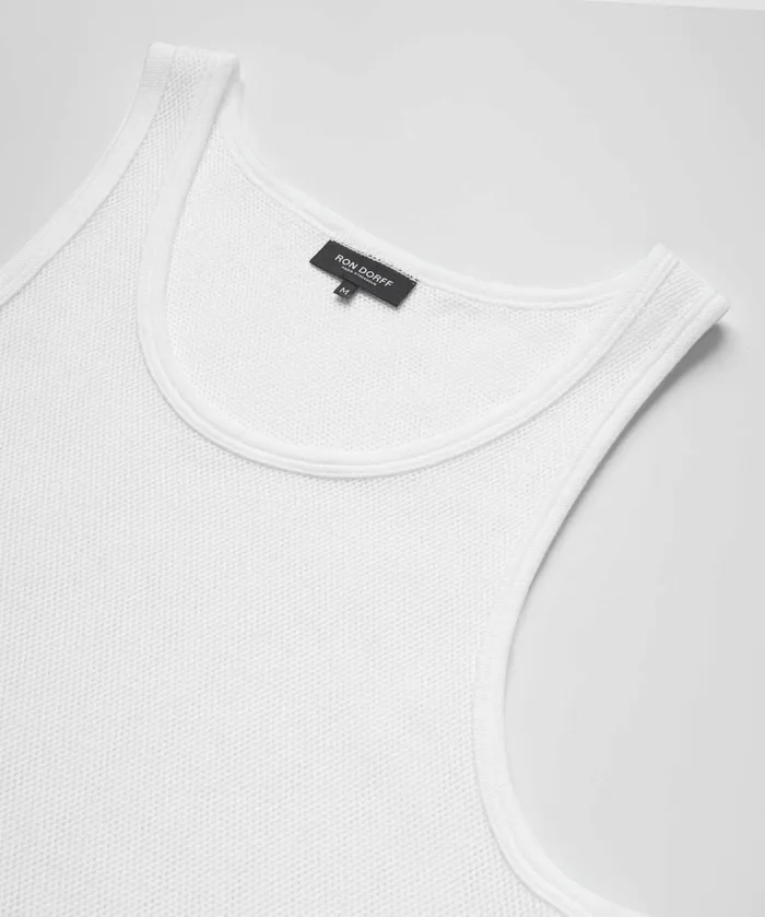 Ron Dorff Cotton Mesh Tank Top White Men Tank Tops