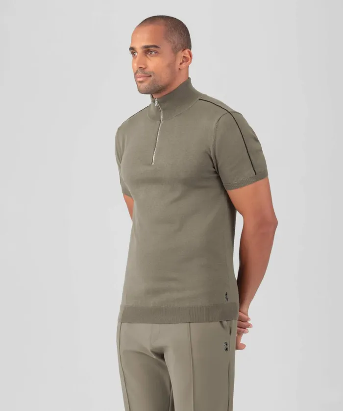 Ron Dorff CottonSilk RD Polo W Piping Dusty Beige Men Polo Shirts