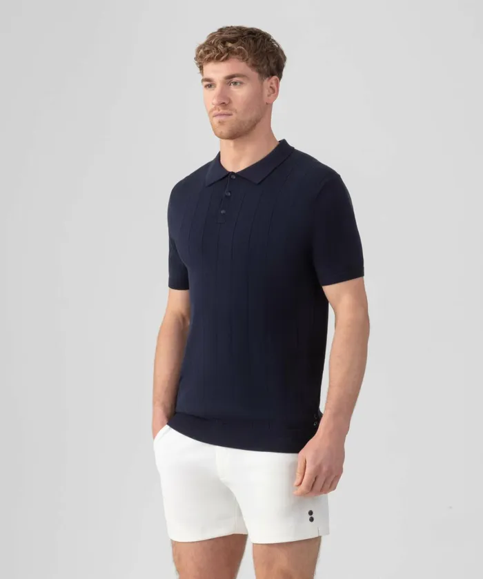Ron Dorff Cotton Tennis Polo W Vertical Lines Navy Men Polo Shirts