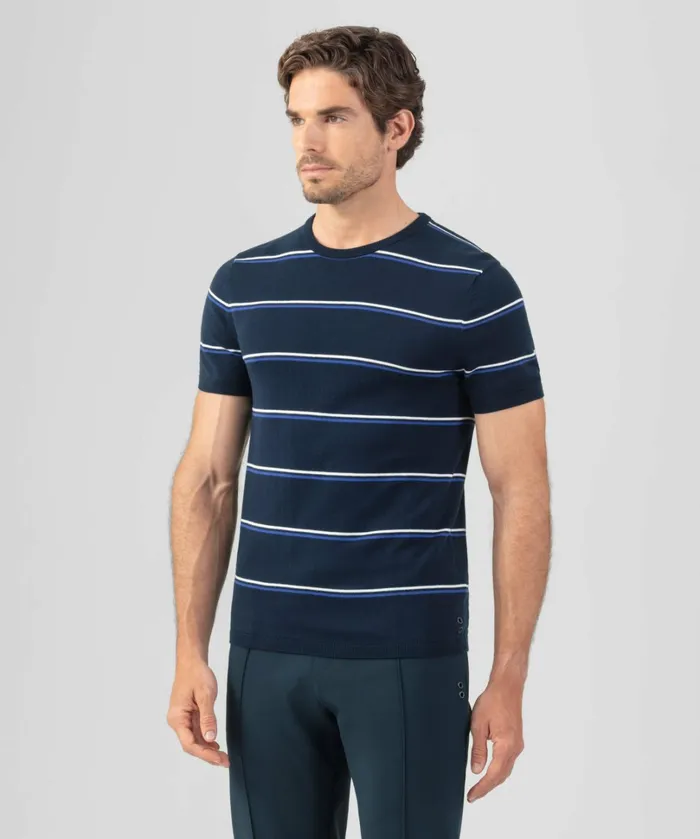 Ron Dorff Knitted Striped TShirt Navy Men TShirts