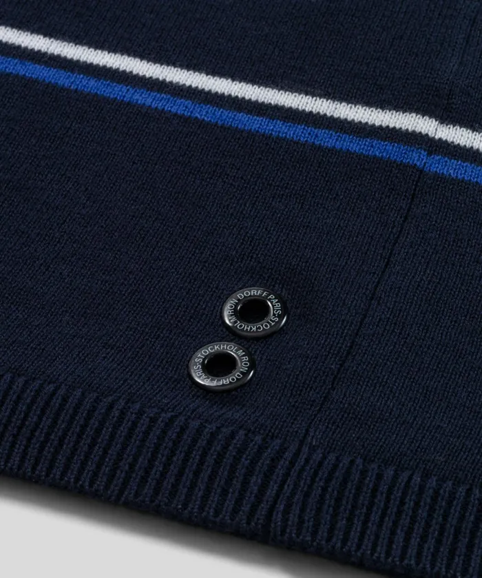 Ron Dorff Knitted Striped TShirt Navy Men TShirts