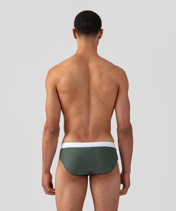 Ron Dorff RD Swim Briefs W White Waistband Army Green Men Swim Briefs