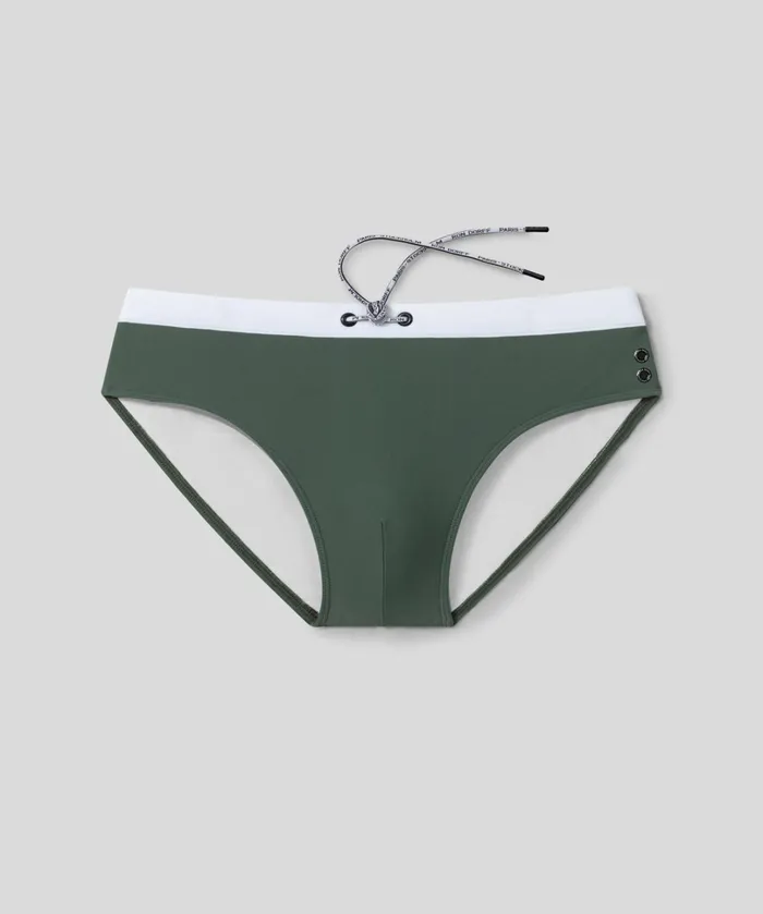 Ron Dorff RD Swim Briefs W White Waistband Army Green Men Swim Briefs