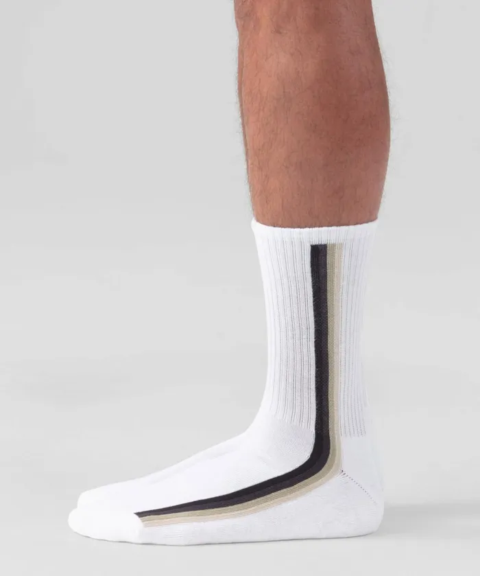 Ron Dorff Sports Socks W Side Lines Off White Men Sneakers and Sports Socks