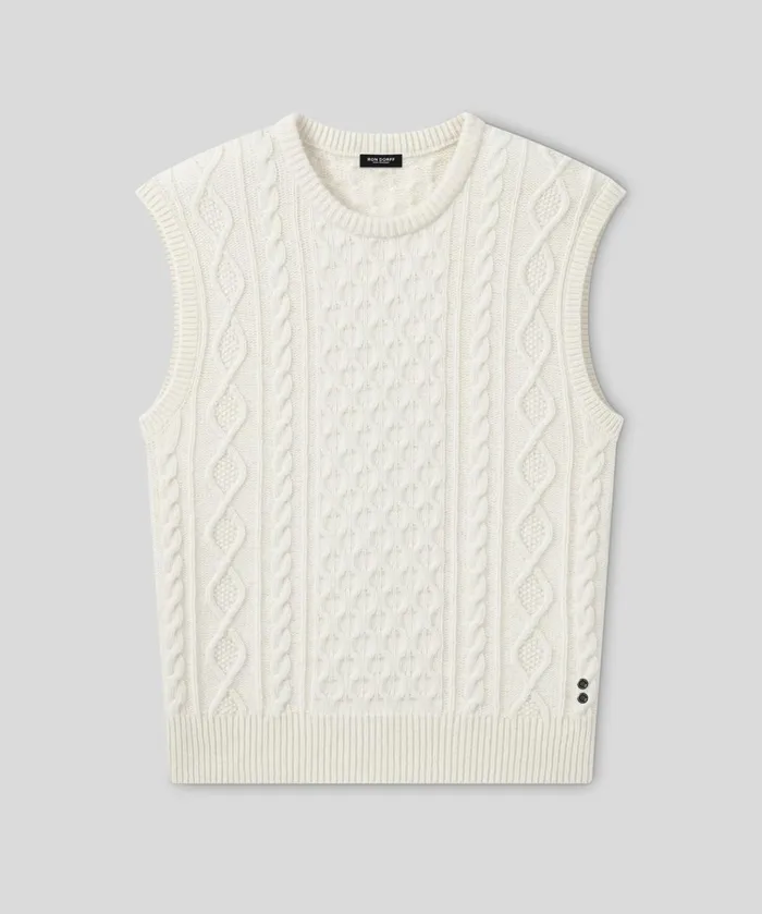 Ron Dorff Wool Cashmere Telemark Sleeveless Sweater Off White Men Cashmere and Knitwear Tops
