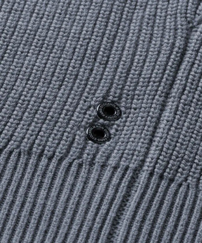 Ron Dorff Wool Sweater W SideCollar Zip Glacial Blue Men Cashmere and Knitwear Tops