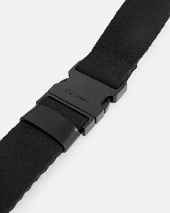 Ronin Zip Up Embossed Leather Fanny Pack Black Men AllSaints Accessories