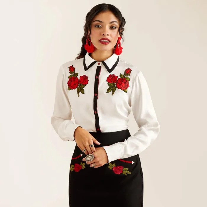 Rose Rodeo Quincy Shirt White Women Ariat TShirts and Tops