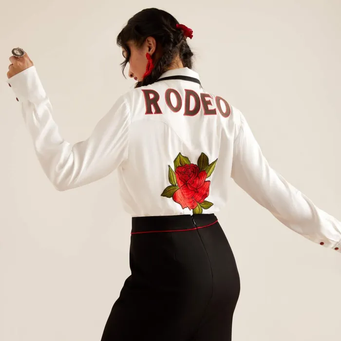 Rose Rodeo Quincy Shirt White Women Ariat TShirts and Tops Rose Rodeo Quincy Shirt White Women Ariat TShirts and Tops