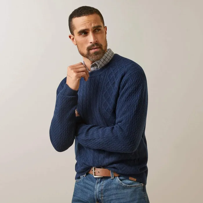 Ross Sweater Navy Men Ariat Sweatshirts and Hoodies