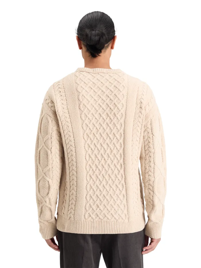 ROUND NECK EXTRA DROPPED SHOULDER CHENILLE CABLE SWEATER Parchment Men Scotch and Soda Knitwear ROUND NECK EXTRA DROPPED SHOULDER CHENILLE CABLE SWEATER Parchment Men Scotch and Soda Knitwear