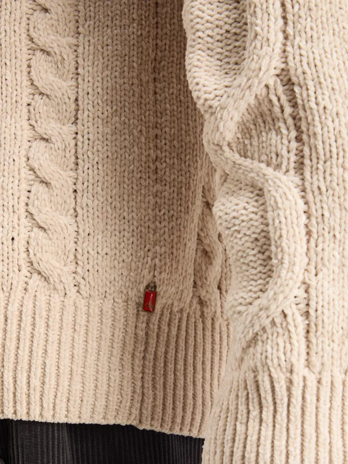 ROUND NECK EXTRA DROPPED SHOULDER CHENILLE CABLE SWEATER Parchment Men Scotch and Soda Knitwear ROUND NECK EXTRA DROPPED SHOULDER CHENILLE CABLE SWEATER Parchment Men Scotch and Soda Knitwear