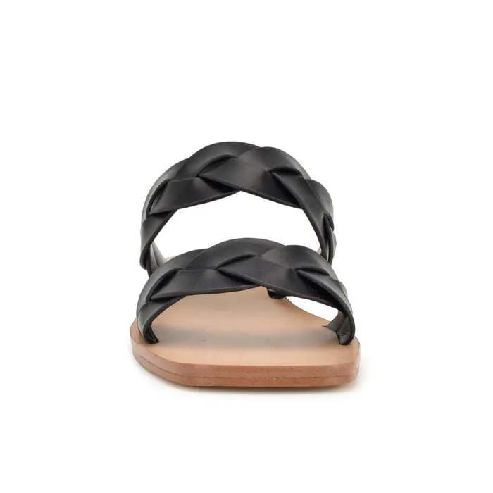 Royal Flat Slide Sandals Black Woven Women Nine West Low Heel Royal Flat Slide Sandals Black Woven Women Nine West Low Heel