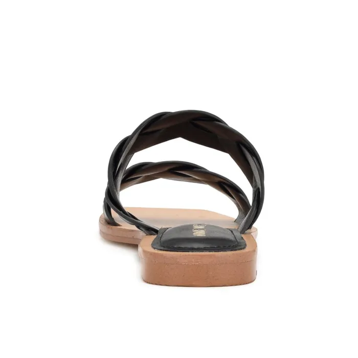 Royal Flat Slide Sandals Black Woven Women Nine West Low Heel Royal Flat Slide Sandals Black Woven Women Nine West Low Heel