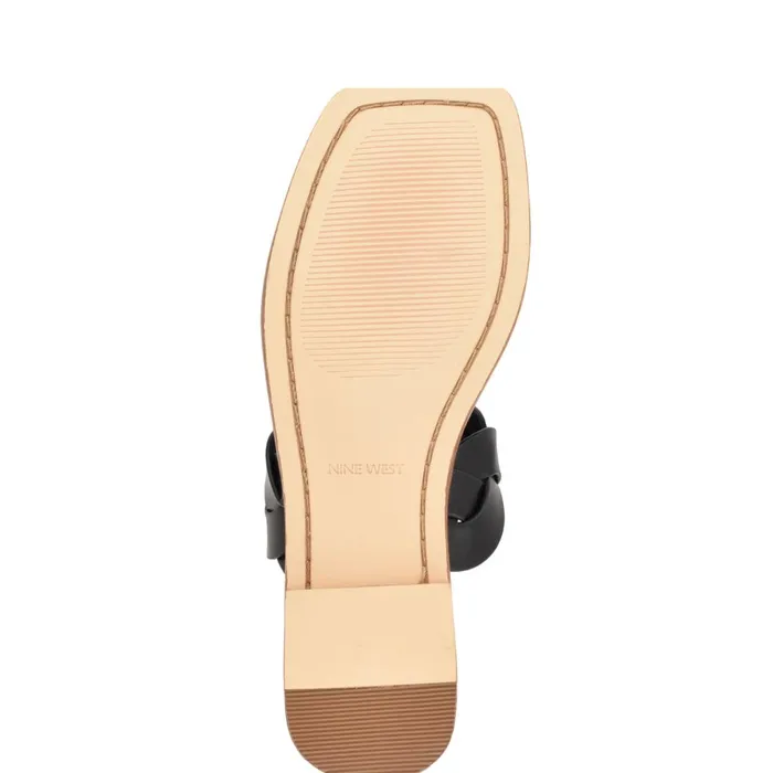 Royal Flat Slide Sandals Black Woven Women Nine West Low Heel Royal Flat Slide Sandals Black Woven Women Nine West Low Heel