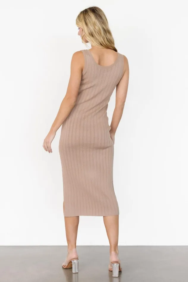Rue Ribbed Midi Dress Natural Women Baltic Born Bump Friendly