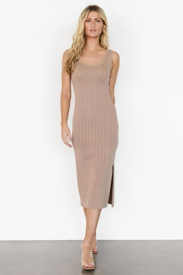 Rue Ribbed Midi Dress Natural Women Baltic Born Bump Friendly