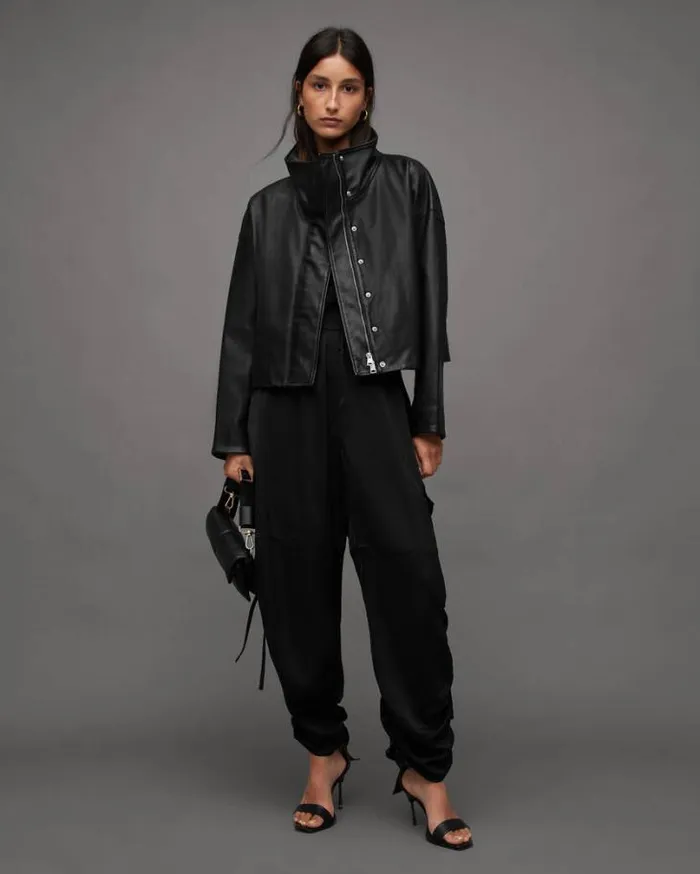 Ryder Leather Jacket Black Women AllSaints Jackets and Coats