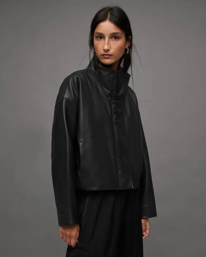 Ryder Leather Jacket Black Women AllSaints Jackets and Coats