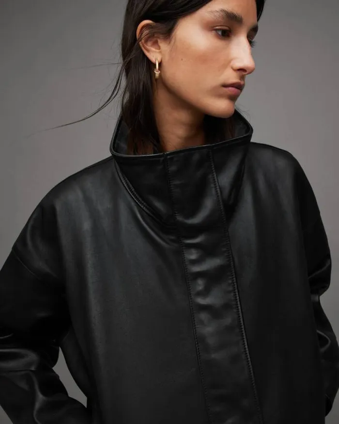 Ryder Leather Jacket Black Women AllSaints Jackets and Coats