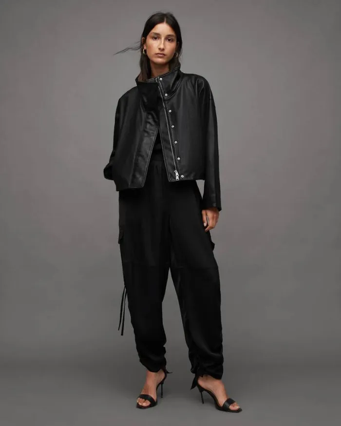 Ryder Leather Jacket Black Women AllSaints Jackets and Coats
