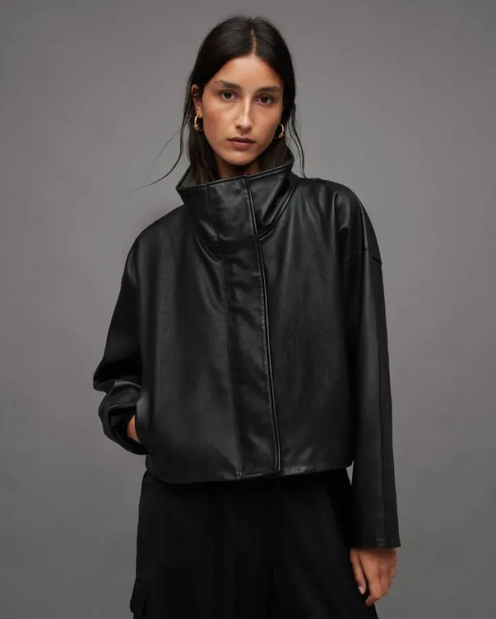Ryder Leather Jacket Black Women AllSaints Jackets and Coats