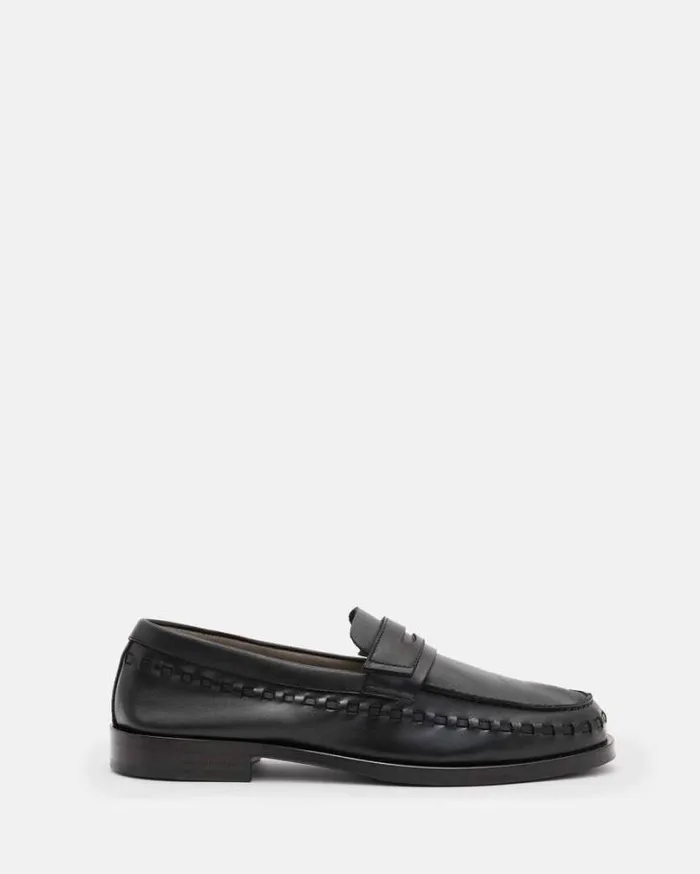 Sammy Leather Loafer Shoes Black Men AllSaints Shoes and Boots