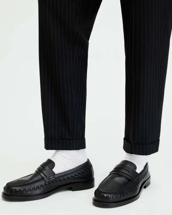 Sammy Leather Loafer Shoes Black Men AllSaints Shoes and Boots