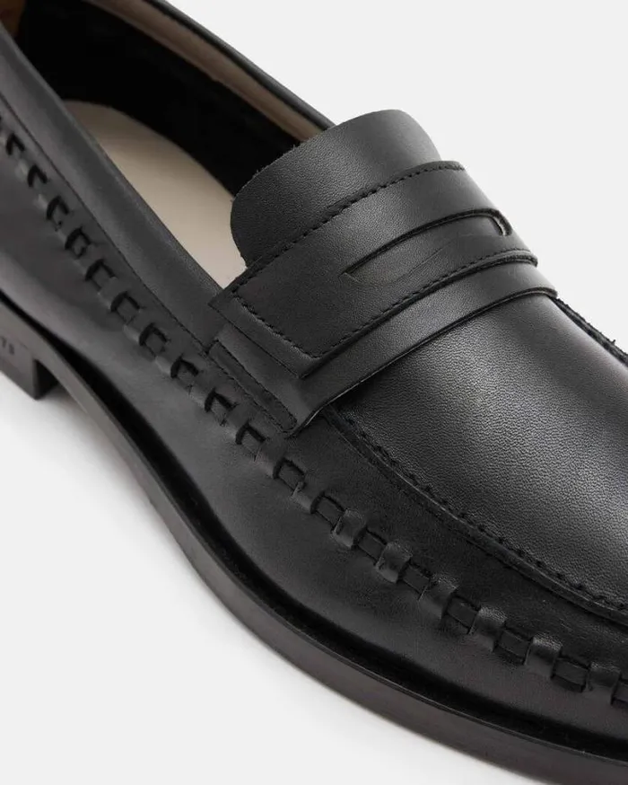 Sammy Leather Loafer Shoes Black Men AllSaints Shoes and Boots