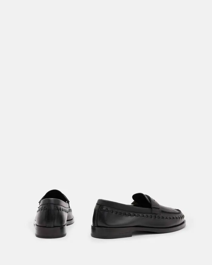 Sammy Leather Loafer Shoes Black Men AllSaints Shoes and Boots