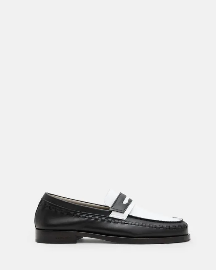 Sammy Leather Loafer Shoes Blackwhite Men AllSaints Shoes and Boots