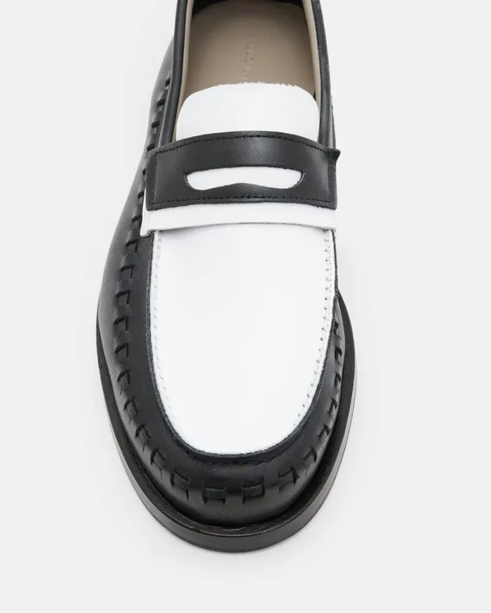 Sammy Leather Loafer Shoes Blackwhite Men AllSaints Shoes and Boots