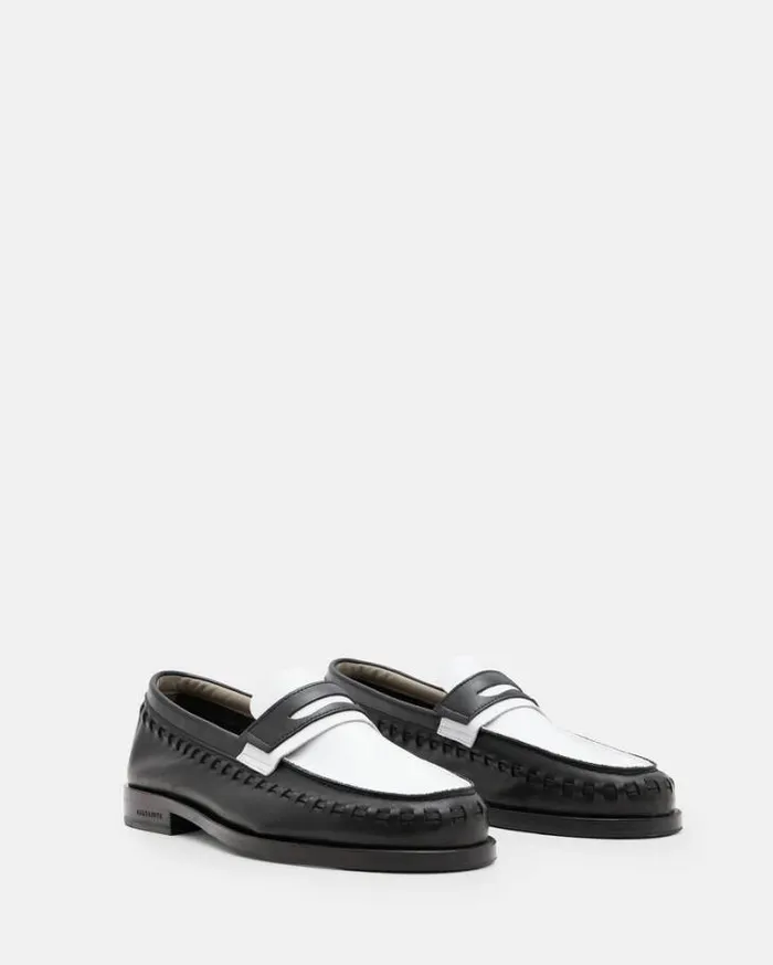 Sammy Leather Loafer Shoes Blackwhite Men AllSaints Shoes and Boots