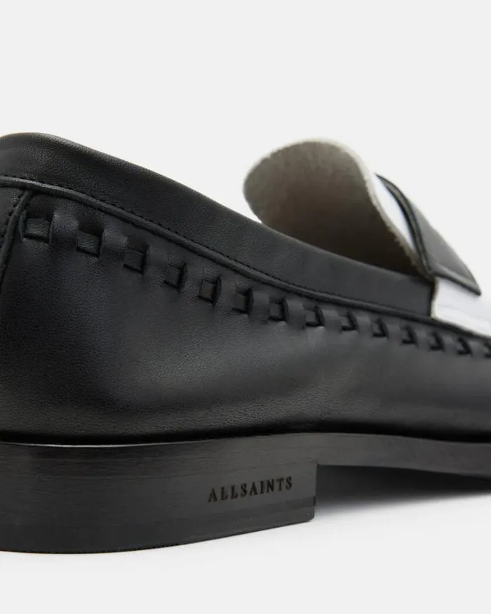 Sammy Leather Loafer Shoes Blackwhite Men AllSaints Shoes and Boots