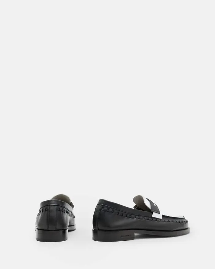 Sammy Leather Loafer Shoes Blackwhite Men AllSaints Shoes and Boots