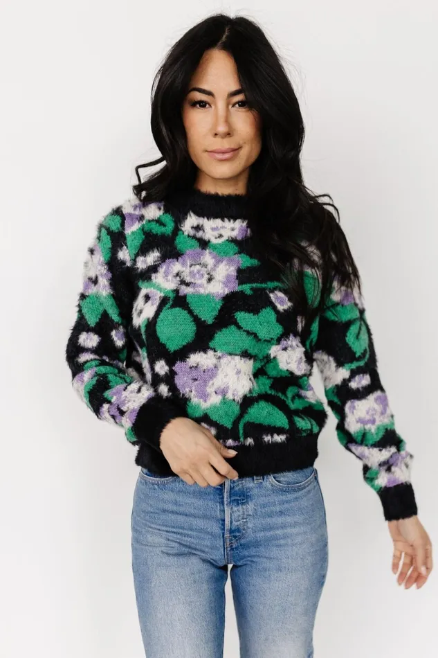 Samson Fuzzy Knit Sweater Black Multi Women Baltic Born Sweaters