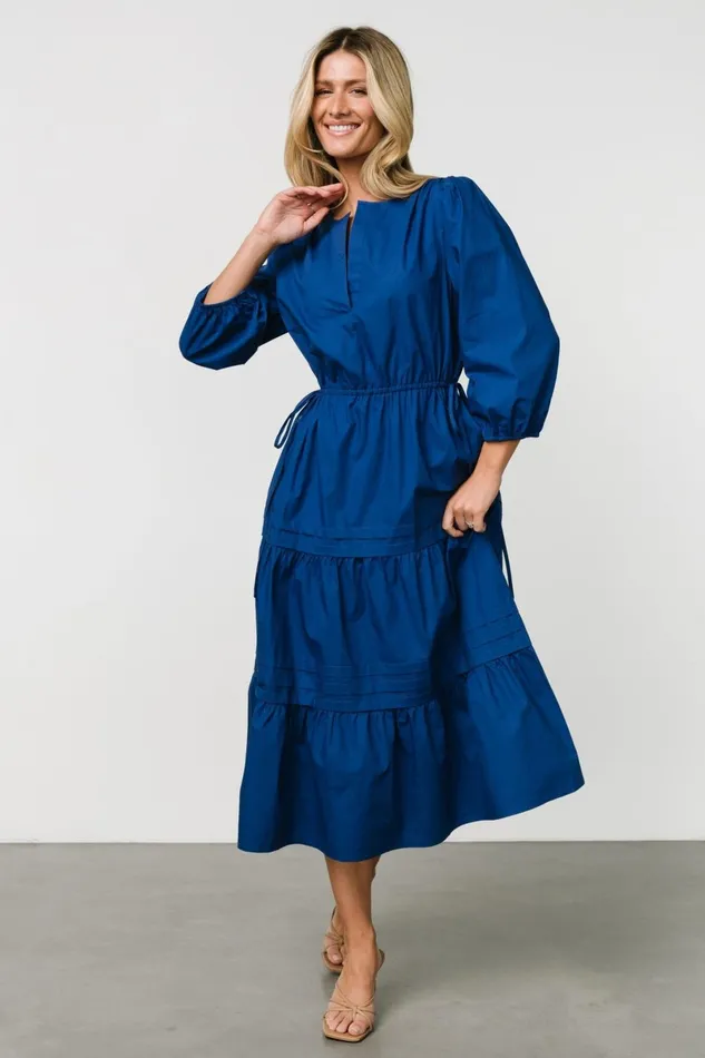 Santa Fe Poplin Midi Dress Cobalt Women Baltic Born Midi Dresses