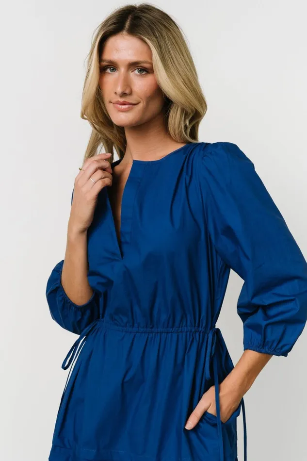 Santa Fe Poplin Midi Dress Cobalt Women Baltic Born Midi Dresses