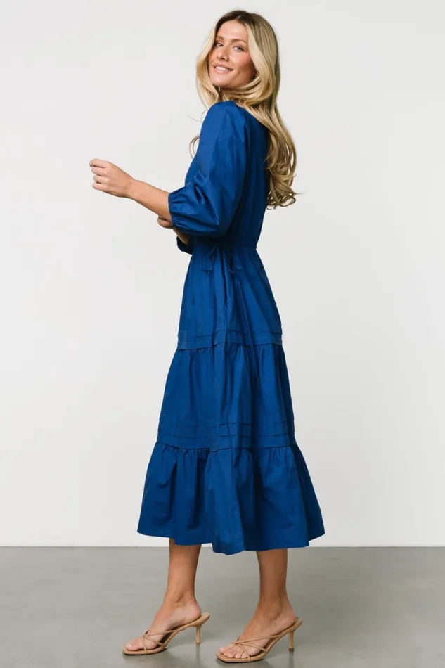 Santa Fe Poplin Midi Dress Cobalt Women Baltic Born Midi Dresses