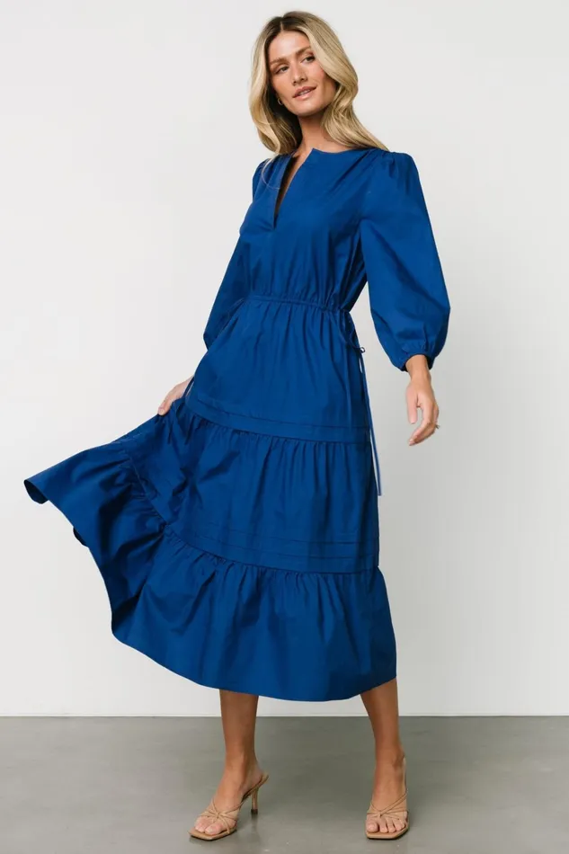 Santa Fe Poplin Midi Dress Cobalt Women Baltic Born Midi Dresses