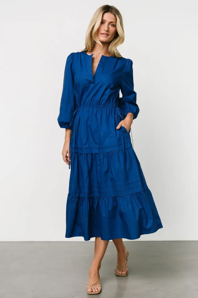 Santa Fe Poplin Midi Dress Cobalt Women Baltic Born Midi Dresses