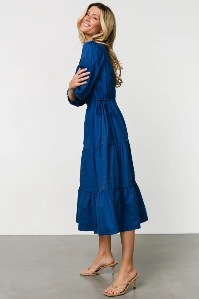Santa Fe Poplin Midi Dress Cobalt Women Baltic Born Midi Dresses