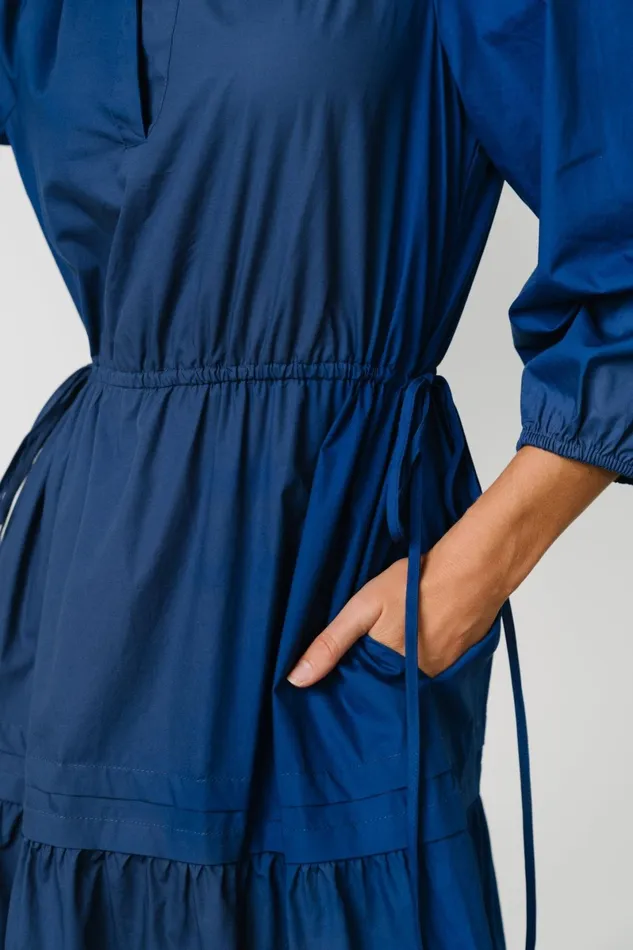 Santa Fe Poplin Midi Dress Cobalt Women Baltic Born Midi Dresses
