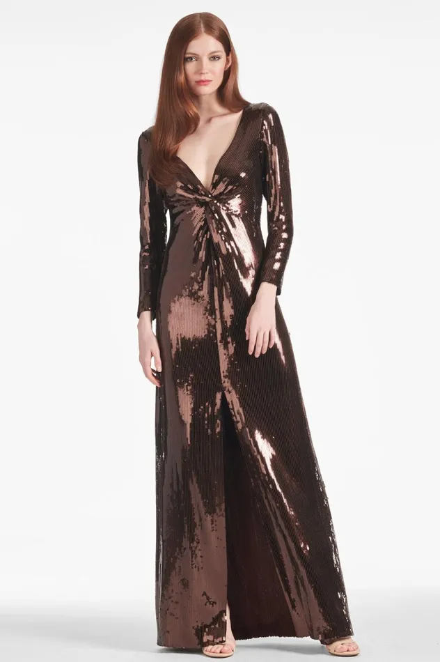 Sequin Talulla Gown 8211 Espresso Women Sachin and Babi Evening