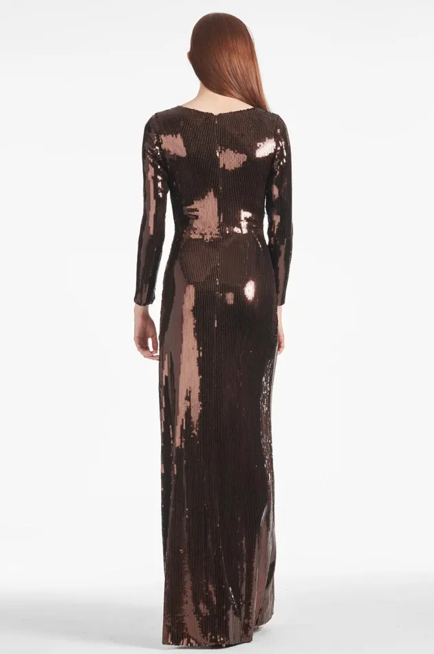 Sequin Talulla Gown 8211 Espresso Women Sachin and Babi Evening
