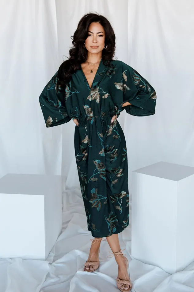 Shaneen Ruched Midi Dress Jade Floral Shimmer Women Baltic Born Wedding Guest Shaneen Ruched Midi Dress Jade Floral Shimmer Women Baltic Born Wedding Guest