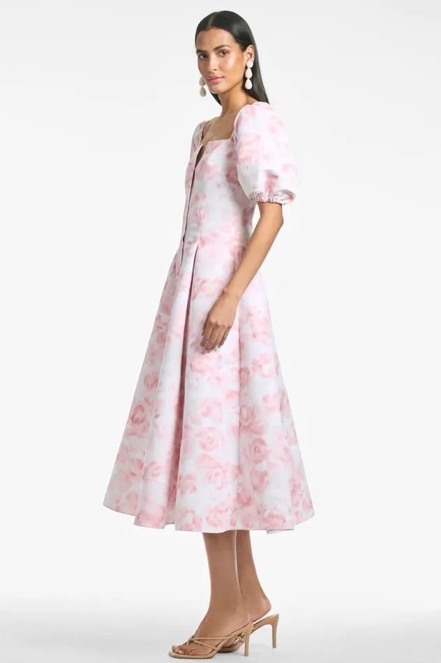 Shannon Dress 8211 Blush Watercolor Floral Women Sachin and Babi Short Sleeve