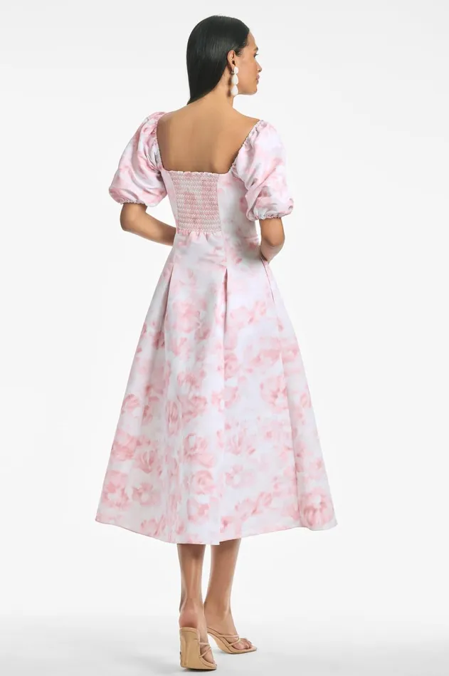 Shannon Dress 8211 Blush Watercolor Floral Women Sachin and Babi Short Sleeve