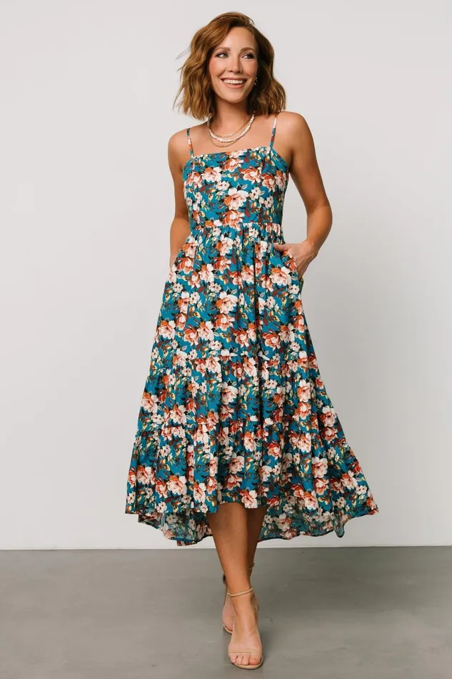 Shari Tank Maxi Dress Deep Blue Floral Women Baltic Born Maxi Dresses